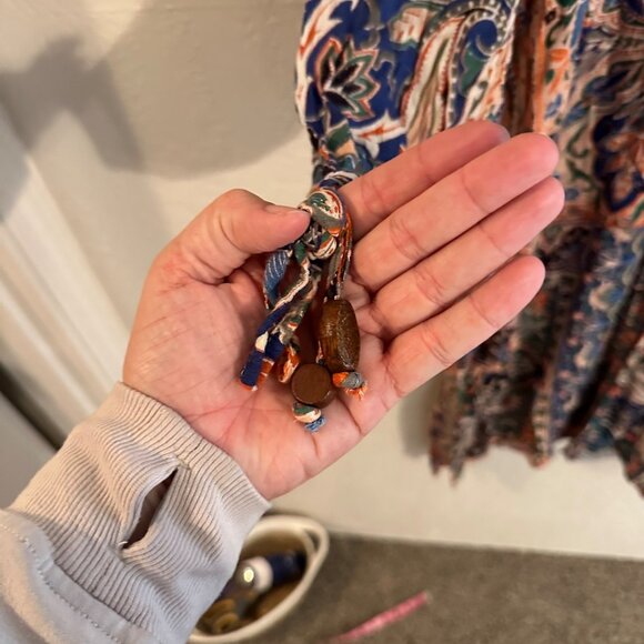 Angle Paisley Floral Boho Hippie Split Front Tie Sleeve Maxi Dress - Picture 3 of 11